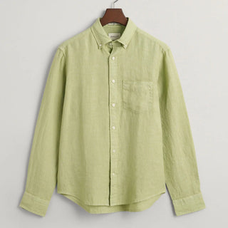 GANT Reg Dyed Linneskjorta Limegrön Herr
