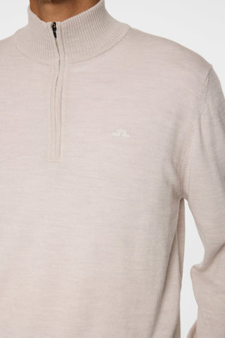 J.Lindeberg Kiyan Merino Half Zip Herr Moonbeam Beige