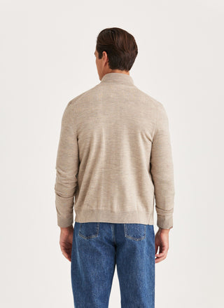 Morris Merino Zip Cardigan Khaki Herr