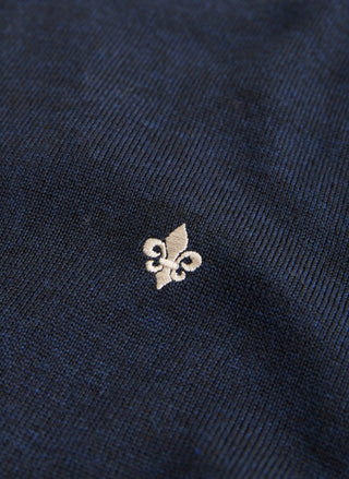 Morris Merino Zip Cardigan Marinblå Herr