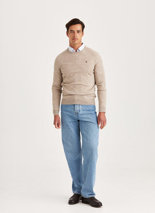 Morris Merino Oneck Khaki Herr