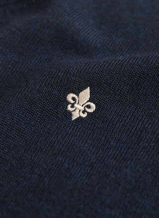 Morris Merino Vneck Marinblå Herr