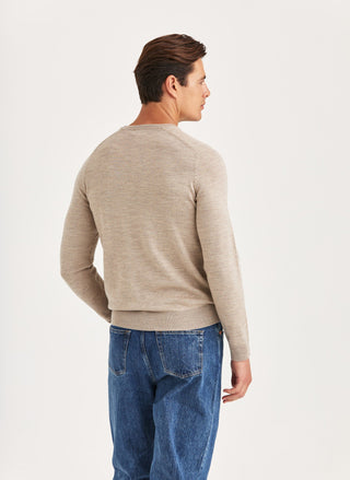 Morris Merino Vneck Khaki Herr