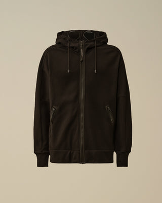 Hooded Open Diagonal Fleece BLACK