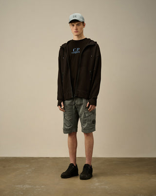 Hooded Open Diagonal Fleece BLACK