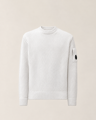 C.P. Company Lambswool Lens Crewneck Sweater – Vit