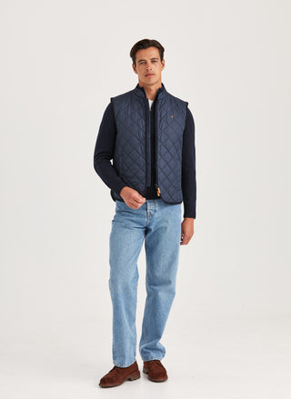 Morris Teddy Quilted Vest Herr 59 Marin Blå