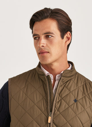 Morris Teddy Quilted Vest Herr 75 Oliv Grönt