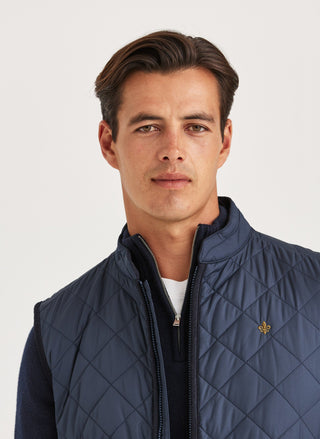Morris Teddy Quilted Vest Herr 59 Marin Blå