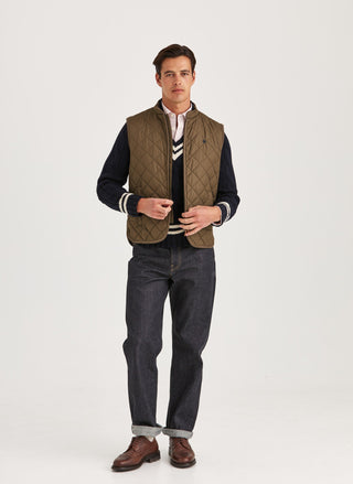 Morris Teddy Quilted Vest Herr 75 Oliv Grönt