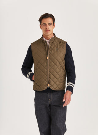 Morris Teddy Quilted Vest Herr 75 Oliv Grönt