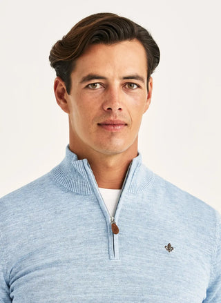 Morris Stockholm Randall Half Zip Herr Light Blue