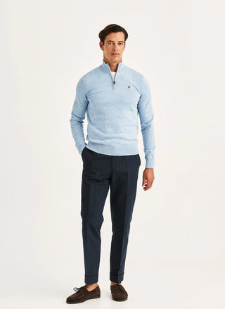 Morris Stockholm Randall Half Zip Herr Light Blue