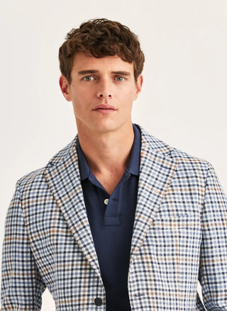 Morris Stockholm Linen Blue Check Jacket/Kavaj