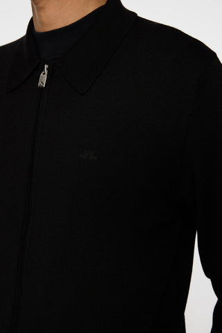 J Lindeberg Merino Two Way Zip Cardigan Svart