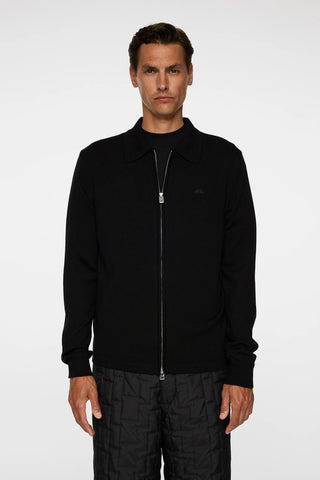 J Lindeberg Merino Two Way Zip Cardigan Svart