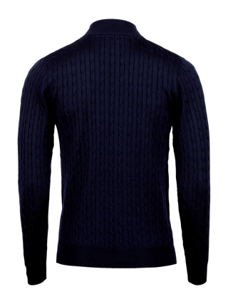 Stenströms beige merino cable half zip herr tröja