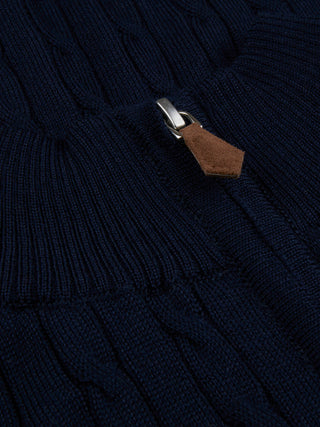 Stenströms beige merino cable half zip herr tröja