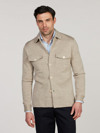 Stenströms Milano Knitted Merino Wool Overshirt Beige