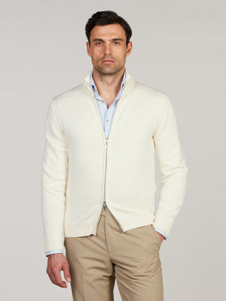 Stenströms Merino Zip Cardigan Herr Off White