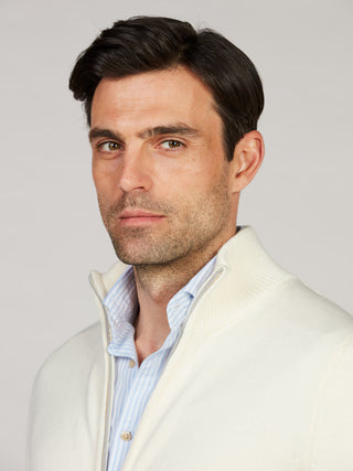 Stenströms Merino Zip Cardigan Herr Off White