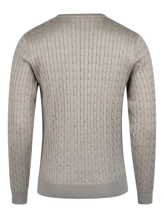 Stenströms navy merino cable crew neck herr tröja