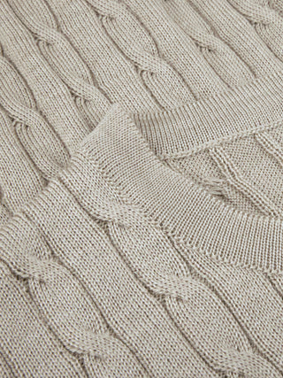 Stenströms navy merino cable crew neck herr tröja