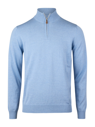 Stenströms stickad merino half zip pullover herr Light Blue