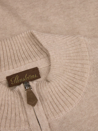 Stenströms stickad merino half zip pullover herr Light Beige