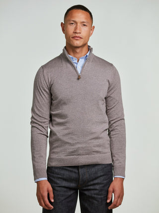 Stenströms Merino Wool Half Zip Herr Ljus Brun