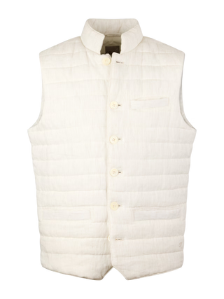 Stenströms offwhite randig linneväst herr