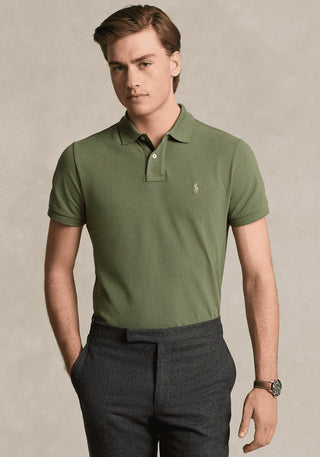 Custom Slim Fit Mesh Polo Shirt Green