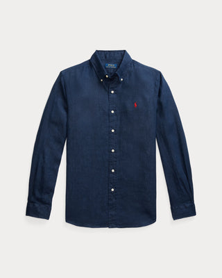 Custom Fit Linen Shirt Navy