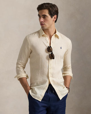 Custom Fit Linen Shirt Beige