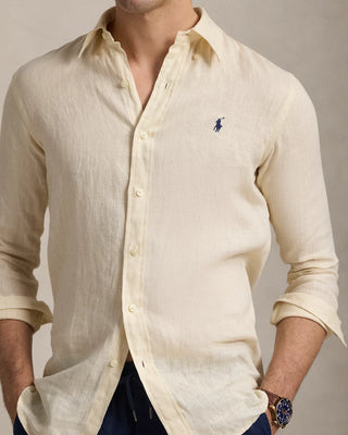 Custom Fit Linen Shirt Beige