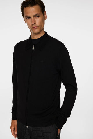 J Lindeberg Merino Two Way Zip Cardigan Svart