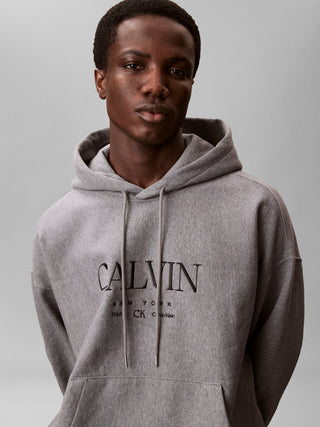Calvin Klein Premium Fleece Hoodie Grå Herr