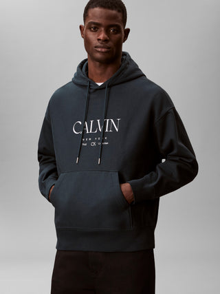 Calvin Klein Premium Fleece Hoodie Marin Blå Herr