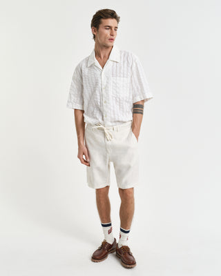 Relaxed Linen Shorts White