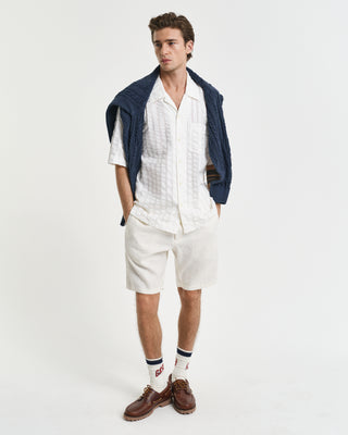 Relaxed Linen Shorts White