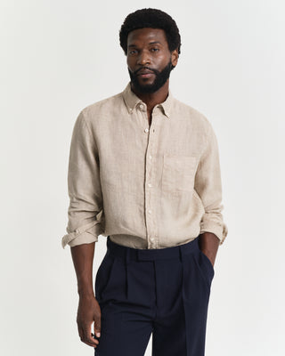 Reg Dyed Linen Shirt Beige