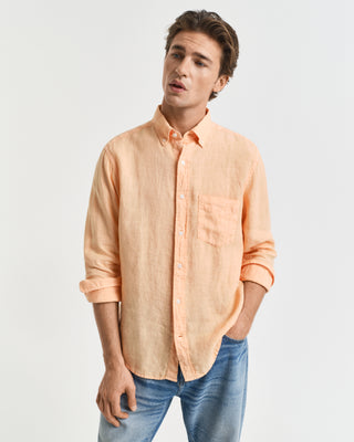 Reg Dyed Linen Shirt Orange