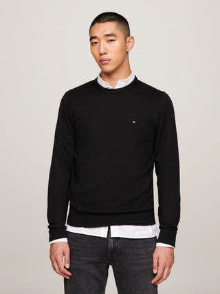 Tommy Hilfiger Tröja Herr – Cotton Cashmere Crew Neck Svart