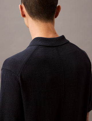 Linen Blend J-Collar Carbon