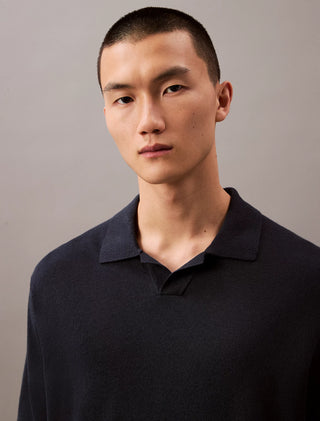 Linen Blend J-Collar Carbon