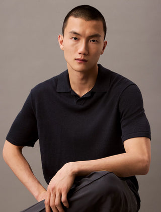 Linen Blend J-Collar Carbon