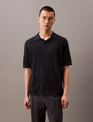 Linen Blend J-Collar Carbon