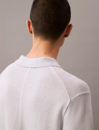 Linen Blend J-Collar Gray Dawn