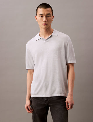 Linen Blend J-Collar Gray Dawn