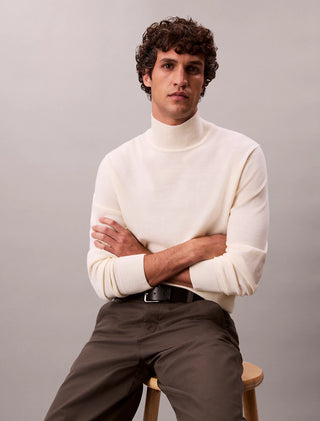 Calvin Klein Merino Wool Mock Neck Jumper Herr